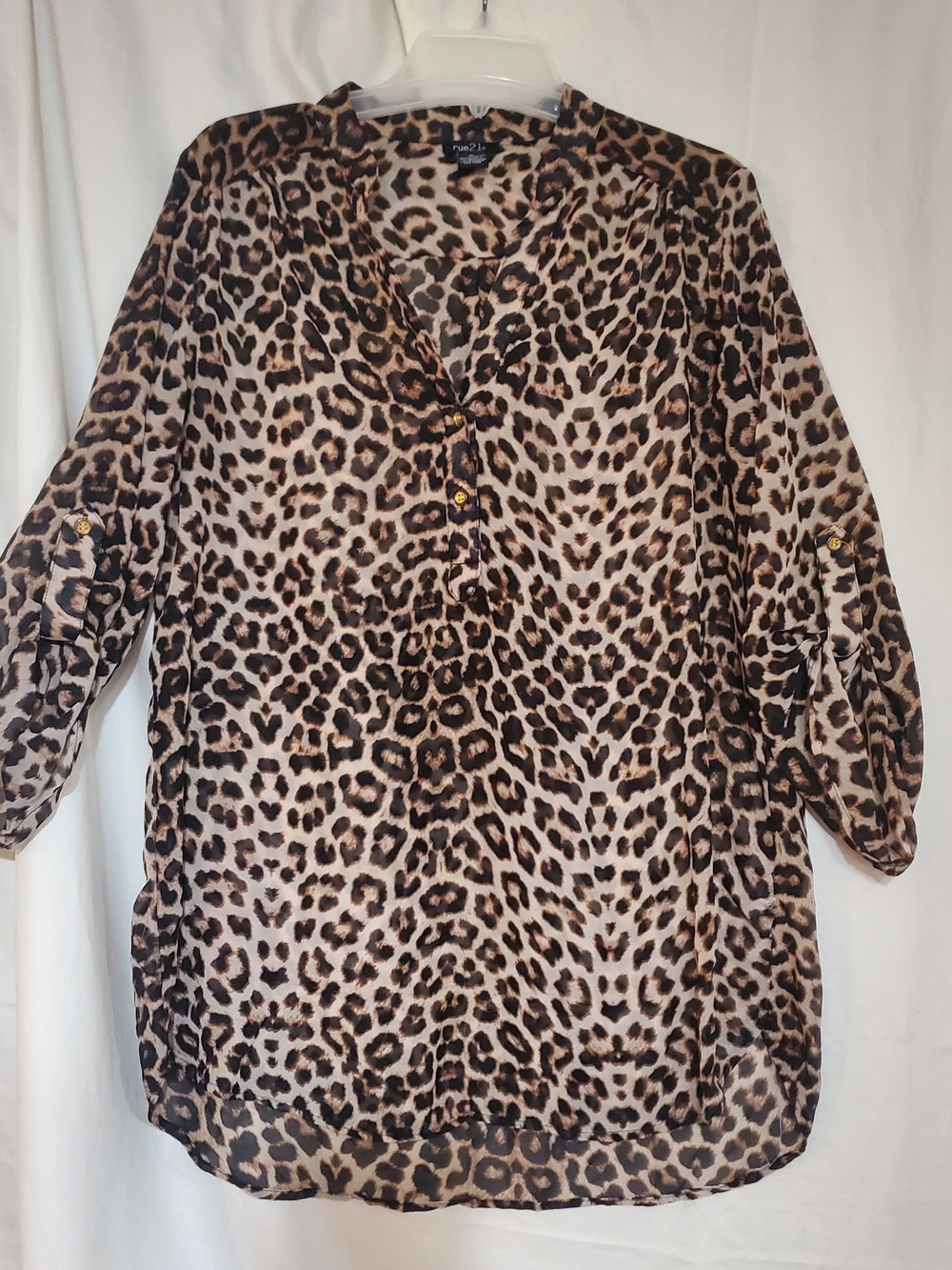 Forever 21 Leopard Print Tunic Blouse in Brown and Black